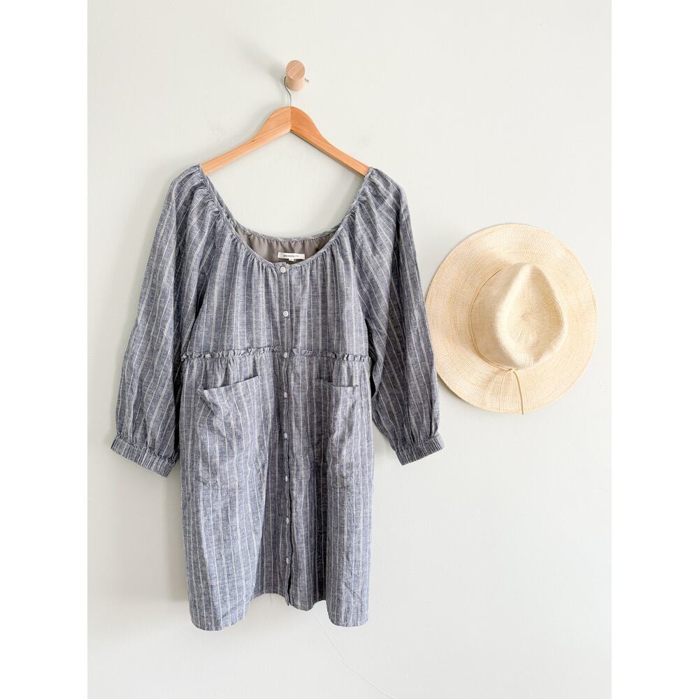 Emerson Fry | Jasmine Button Dress - Denim Stripe Hemp Organic | Sz M - Picture 2 of 8